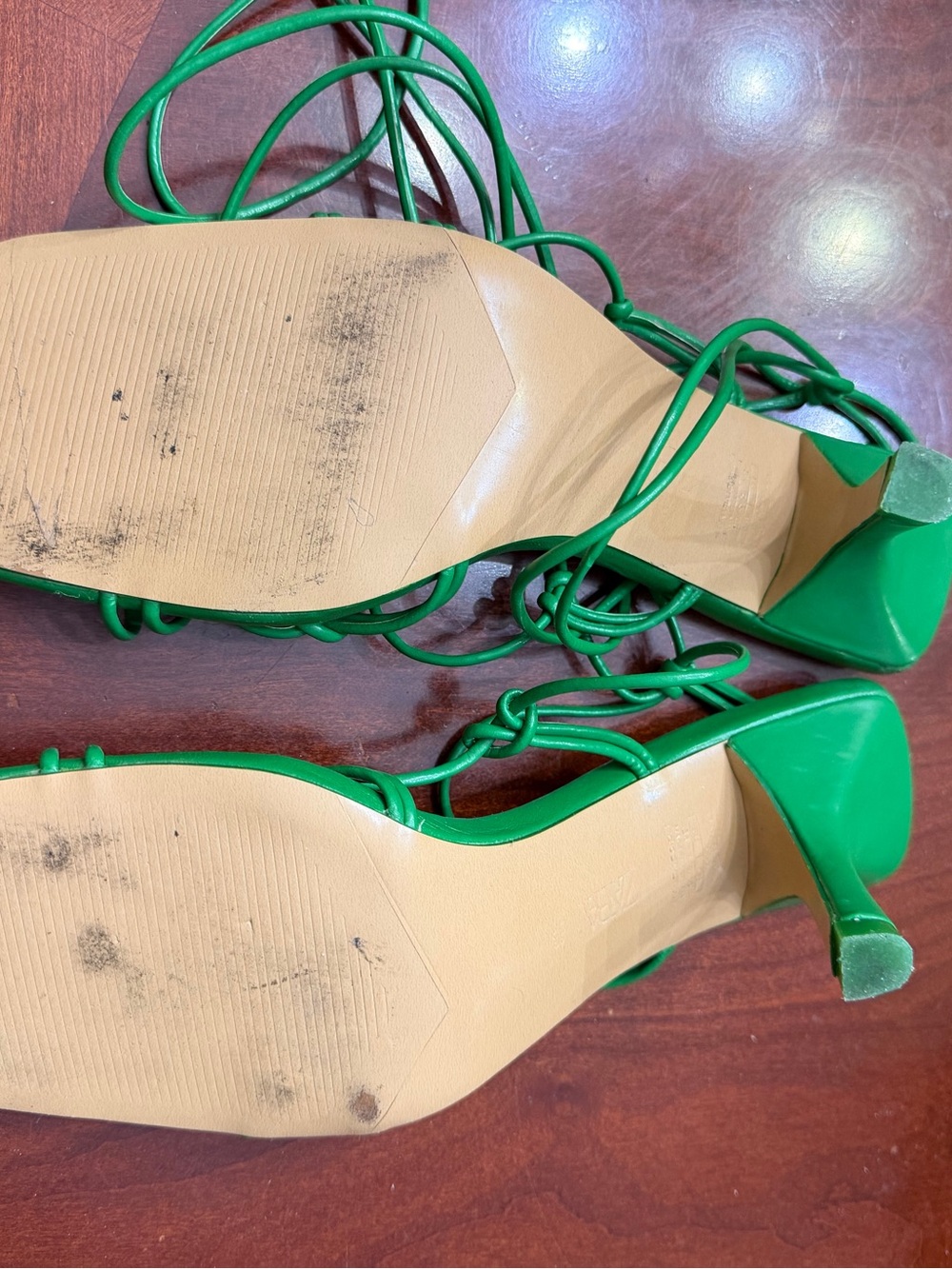 Zara Green Strappy Square-Toe Sandals - Picture 4 of 5